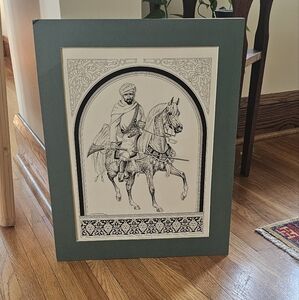 Lynn Maderich signed and numbered Arabian print w/ mat from 1985 Approx 20 X 16
